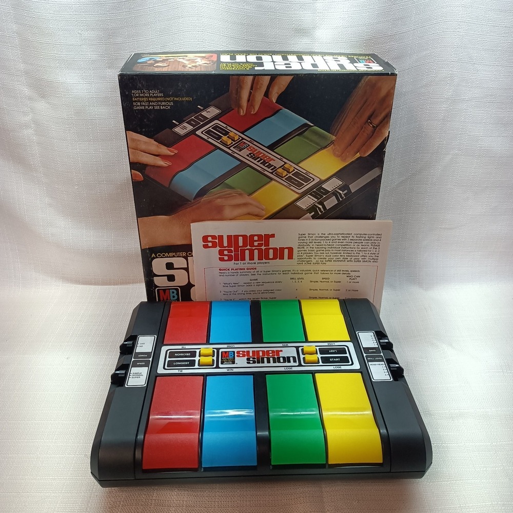 Milton Bradley Super Simon Game 1979 Retro Vtg For Parts Only Box Manual‎ READ
